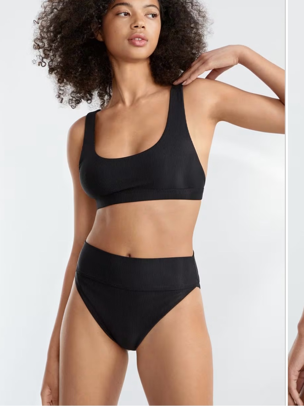 Beach Riot Black Ribbed High-Waist Bikini Set